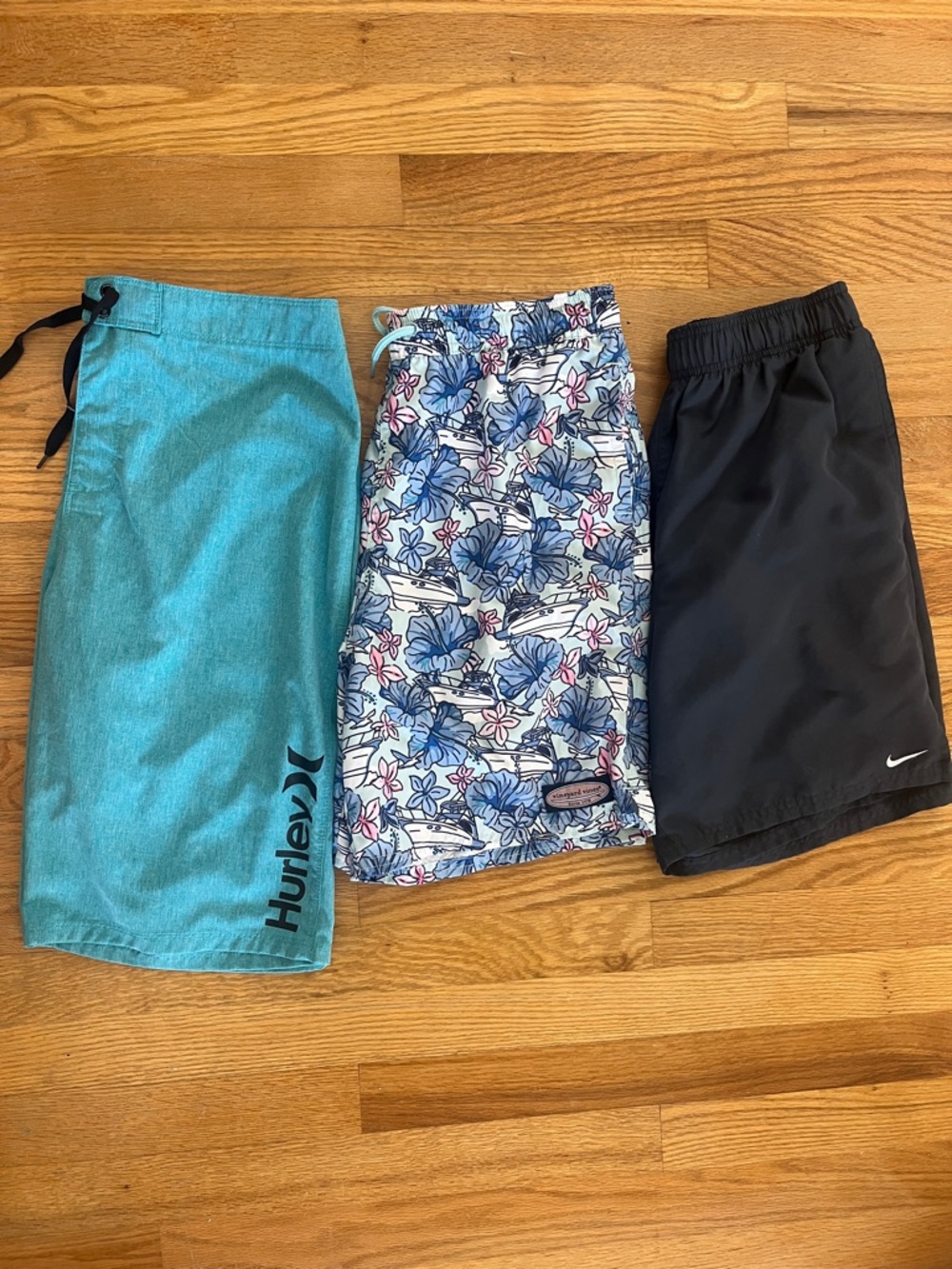 Hurley Boardshorts, Vineyard Vines Floral/Boat and Nike Black Swim Trunks Set